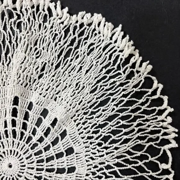 Vintage White Crochet Doily Frilly Lace Handmade Retro 13" Whimsygoth Victorian - Picture 3 of 8